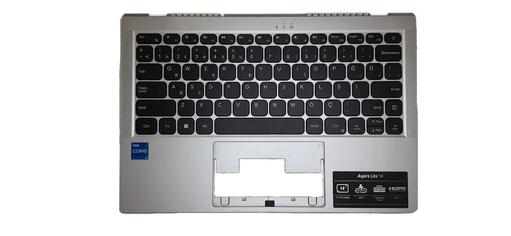 ACER ASPİRE LİTE AL14-51M-64WH F0080-003 ÜST KASA SİLVER + TR TÜRKÇE KLAVYE SİYAH